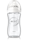 Philips Avent Flasche aus Glas SCF673/17 / für je 240 ml / Sauger mit langsamen Nahrungsfluss & Blütendesign/ 0-12 Monate