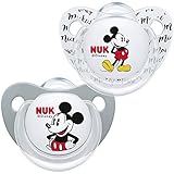NUK Disney Mickey Mouse Trendline Schnuller, Silikon, 0-6 Monate, BPA-frei, 2 Stück, grau