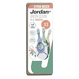 Jordan ® | Step 1 Green Clean | Nachhaltige Babyzahnbürste für das Alter von 0-2 Jahren | Extra weiche Borsten auf Biobasis, 84% recycelter Griff, weicher Beißring | 3er-Pack