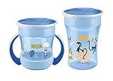 NUK Magic Cup & Mini Magic Cup Trinklernbecher, Duo-Set | auslaufsicherer 360°-Trinkrand | ab 6 und 8 Monaten | auslaufsicher und BPA-frei | 160 ml & 230 ml | blau