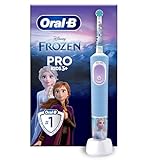 Oral-B Pro Kids Elektrische Kinderzahnbürste, Disney Frozen, 1 weiche Bürste, 1 weiche Bürstenbürste, Timer und Vibrationen, wiederaufladbarer Akku, 4 Aufkleber, 4 Aufkleber, ab 3 Jahren