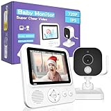 OBVHNUA Babyphone mit Kamera 2,8 Zoll Video-Babyphone 720p LCD babyfon mit 2000mAh Akku 2-Wege Gegensprechanlage VOX Modus Digitaler Zoom Nachtsicht Temperaturüberwachung 8 Schlaflied 5 Wecker